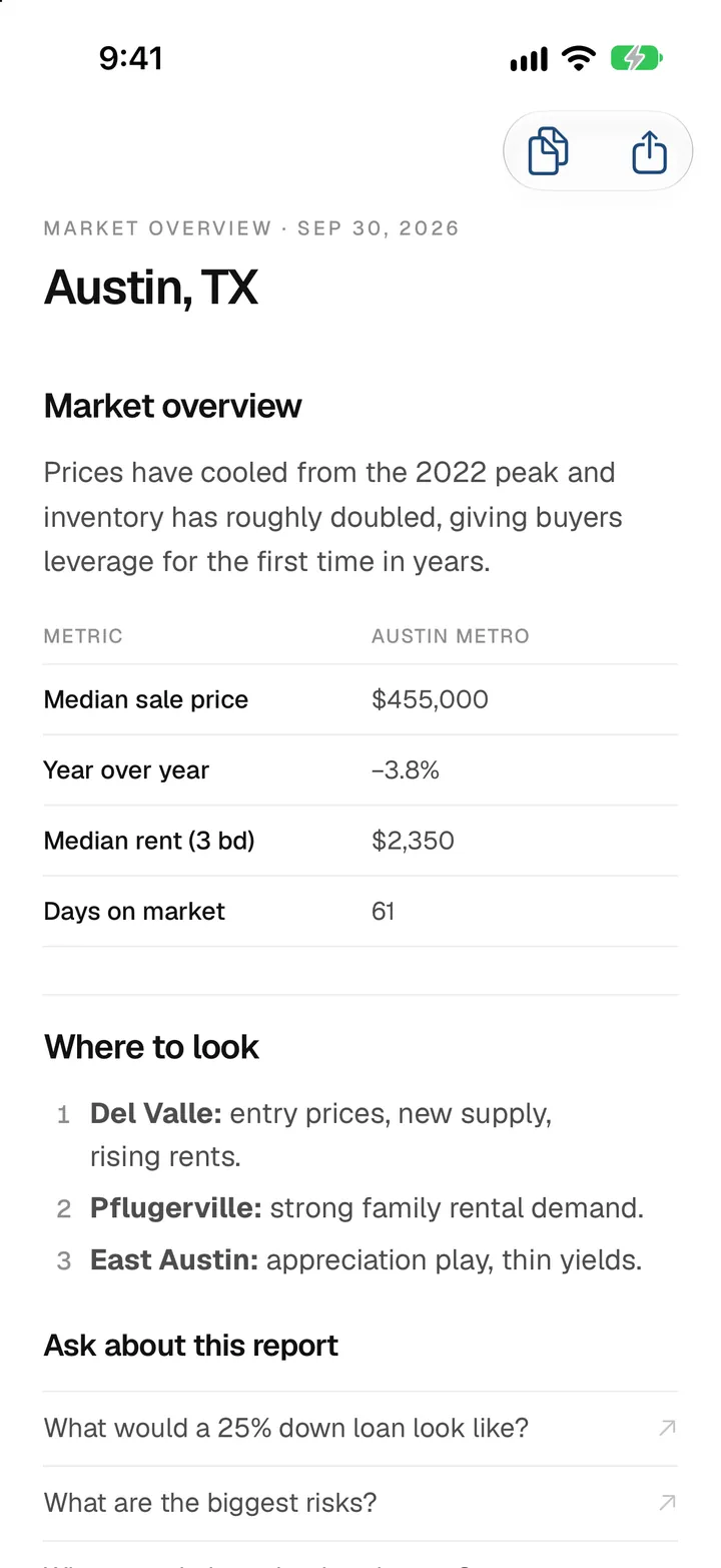 PropVision Market report screen